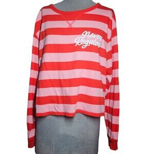 Never Regular Stripped Long Sleeve Cotton Tee Size Large